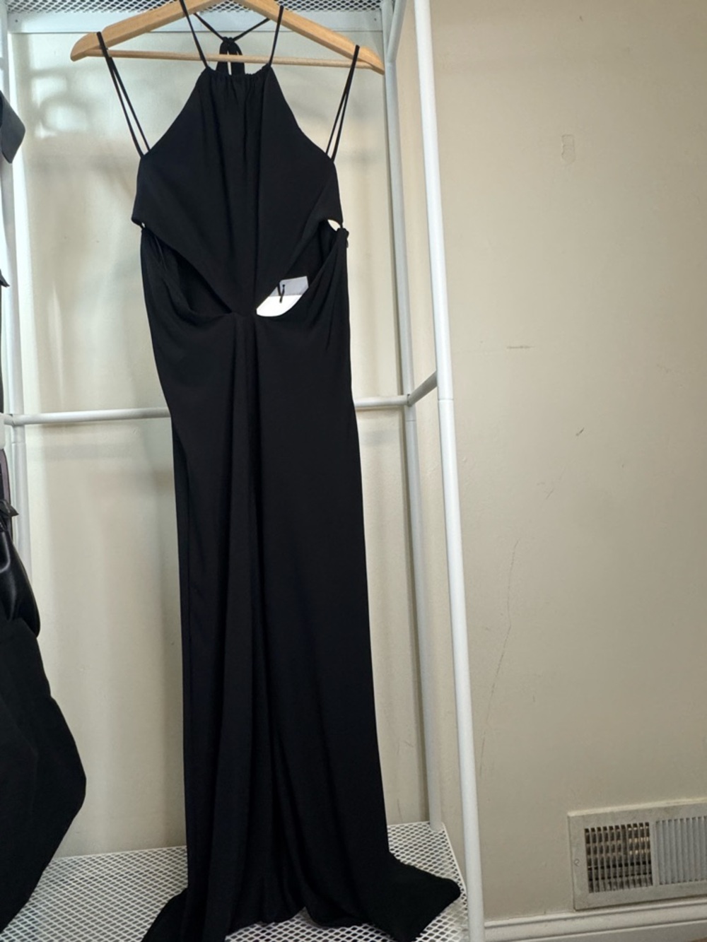 Zara Black Halter Maxi Dress with Front Cutout